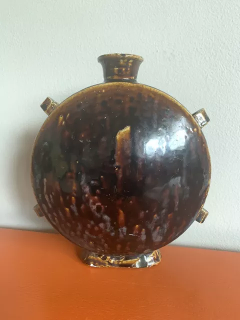 Chinese Antique Moon Flask Brown Glaze Probably Qing Dynasty
