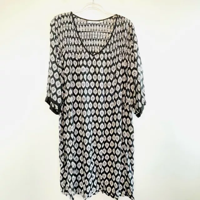 Holiday Size L 14 Navy & White Smock Dress Australian Designer Label