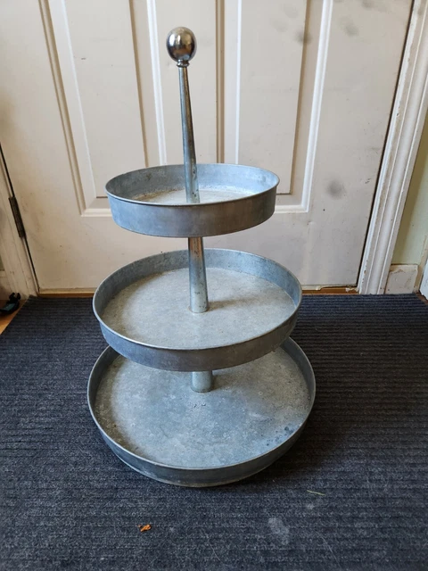 New Pottery Barn Galvanized Metal Three Tiered Stand