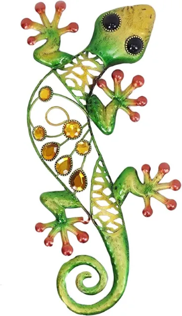 Comfy Hour Spring Is Here Collection 15" Yellow Green Metal Art Gecko Wall Décor