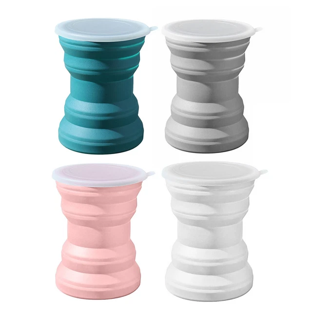 FR Silicone Retractable Folding Water Cup with Lid Telescopic Portable Water Cup