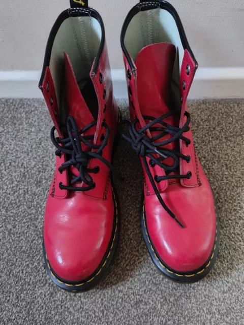 Dr Martens Bright Red Boots Size 8