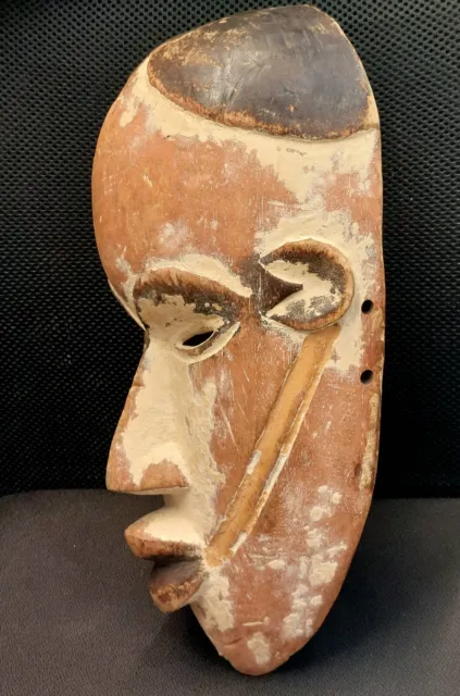 Old Vintage African Hand Carved Wooden Tribal Mask - 14.5” x 8” x 4"