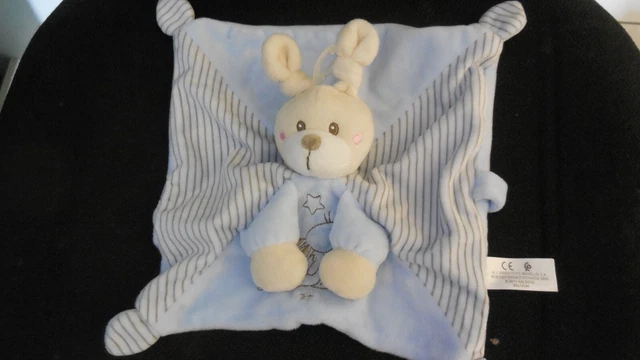 245B/ doudou plat lapin bleu rayé étoile argent SIMBA TOYS KIABI - 100% NEUF