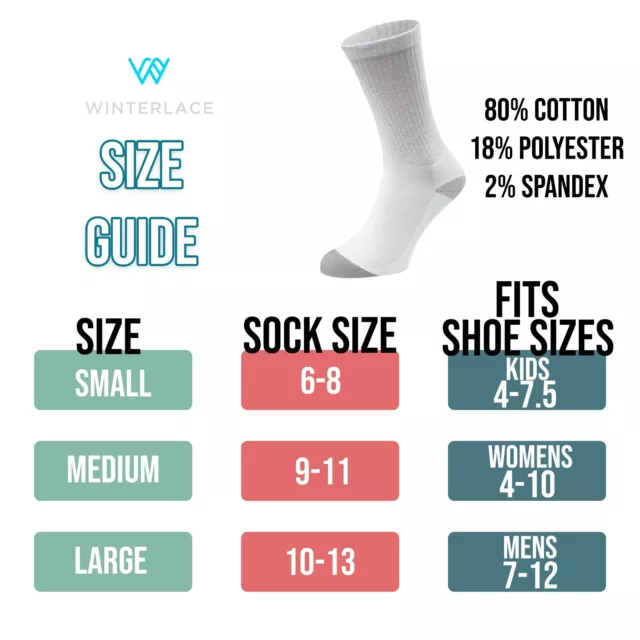 24 Pairs Cotton Crew Socks, Bulk pack Mens Womens Casual Athletic Sports Sock 2