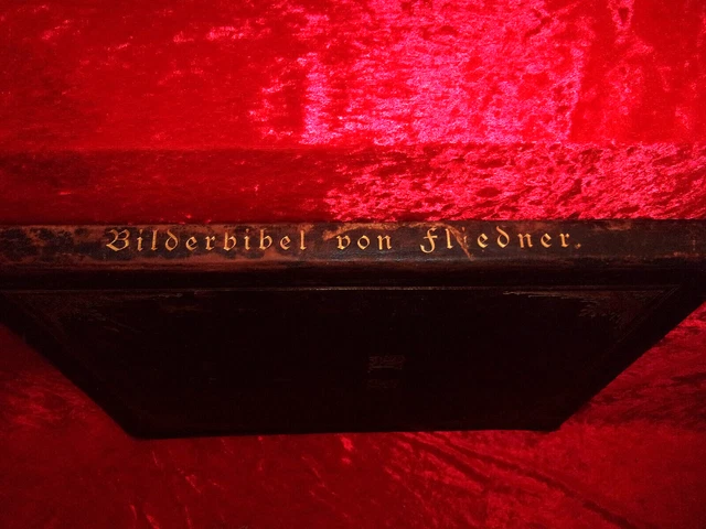 Kupferstiche zur Bilderbibel Fliedner Ganzleder Berlin um 1880 40 Tafeln 45x36cm