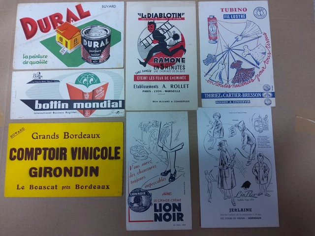 Lot De 9 Buvards Publicitaires Vintage Des Années 50/60 - France