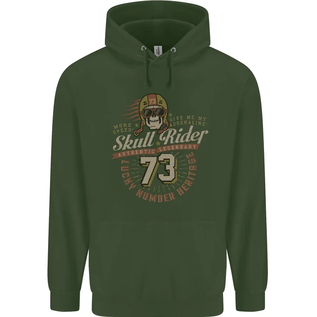 Felpa con cappuccio Skull Rider moto biker moto uomo 80% cotone 8