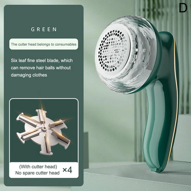 Green + 3 blades Electric Lint Remover Clothes Fabric Shaver Rechargeable Hairb