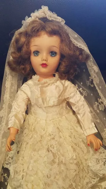 Vintage 1950's Miss Revlon Ideal Doll VT-18 Sleepy Eyes 18 inch Bride; Read All