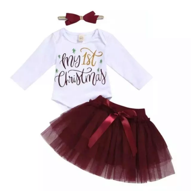 Baby Girl My 1st Christmas Romper Tutu Headband Baby Xmas Outfit Christmas Set