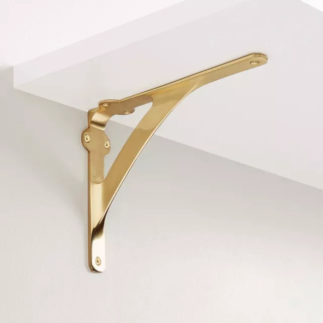 Signature Hardware 247770  5-1/4" Brass Shelf Bracket Polished Brass