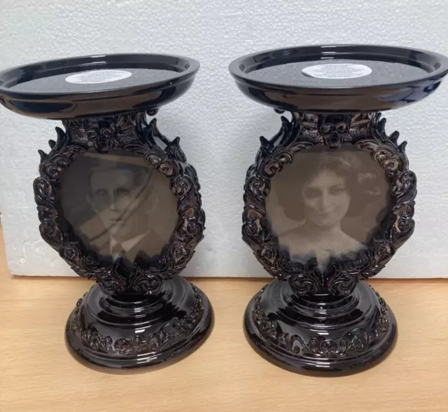 "Usa Bath & Body Works Hologram Pedestal Candle Holders" - Halloween x 2