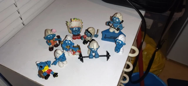 Ancien schtroumpf  lot de 7 figurines  PEYO  schleich  vintage  An 80's