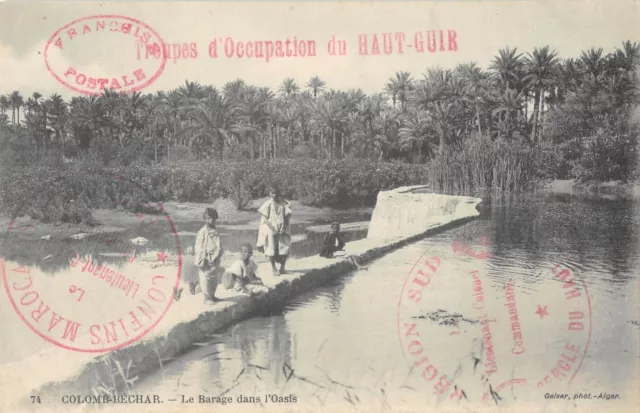 CPA ALGERIA COLOMB BECHAR THE DAM IN THE OASIS (military postage