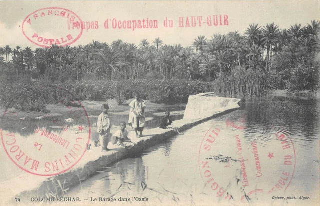 CPA ALGERIA COLOMB BECHAR THE DAM IN THE OASIS (military postage