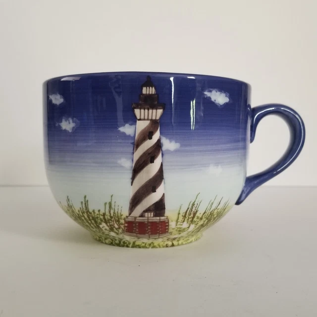 Geo Z Lefton Distinctively Lefton 2000 Hand Painted Lighthouse Coffee Latte Mug