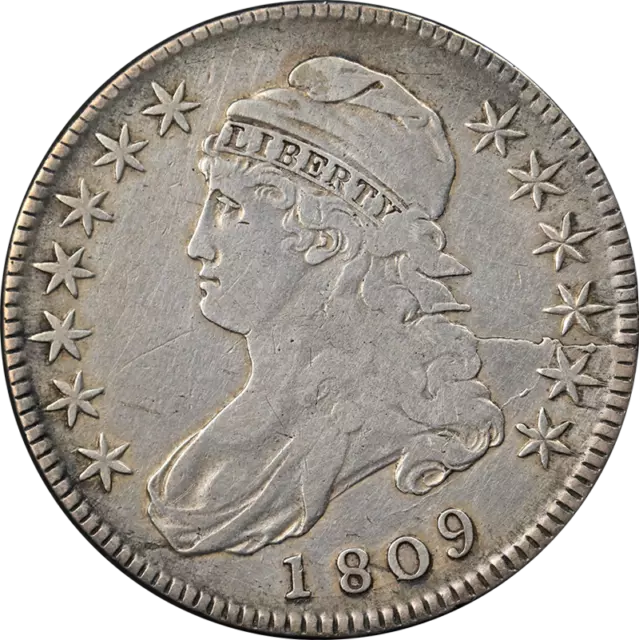 1809 Bust Half Dollar 'IIIII Edge' Nice F Details 0-107a R.4 Nice Eye Appeal