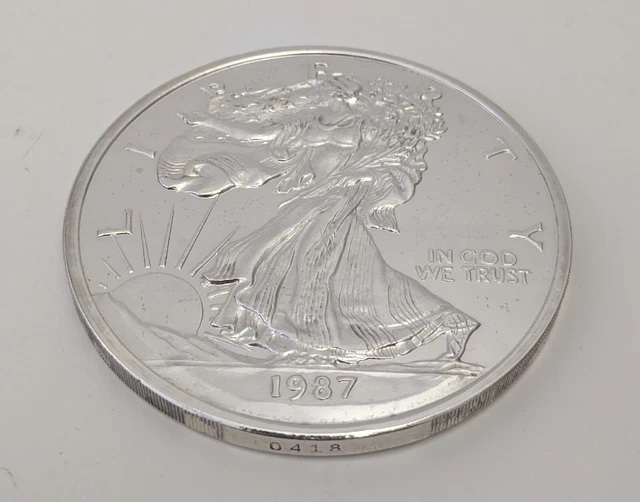12 oz Giant Silver Eagle Round 1987 Walking Liberty One Troy Pound .999 Fine