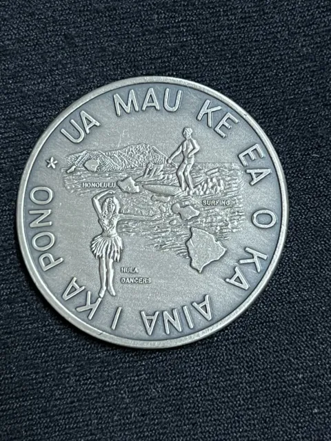 Hawaii Medal - 1975 Silver Plated Kanaka Kala Hawaii Nei USA