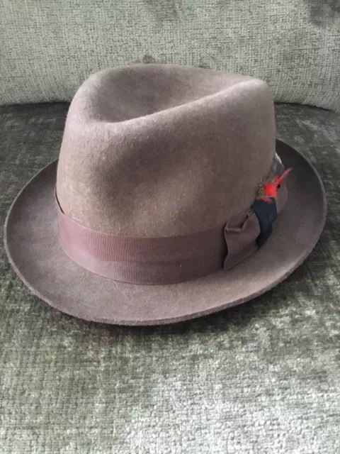 Christys Paul Smith Mens Trilby Brown Unworn Size 7 & 3/8ths Handmade 100% Wool