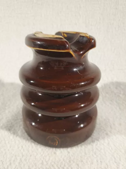 5" Westinghouse(?) Saddleback Brown Ceramic Porcelain Insulator High Voltage