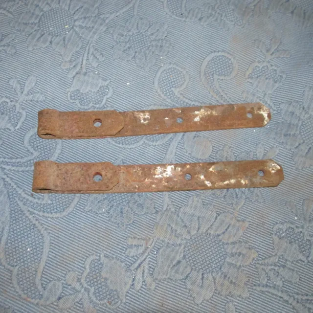 Pair of Antique Iron Gate or Barn Strap Hinges, 11 Inch