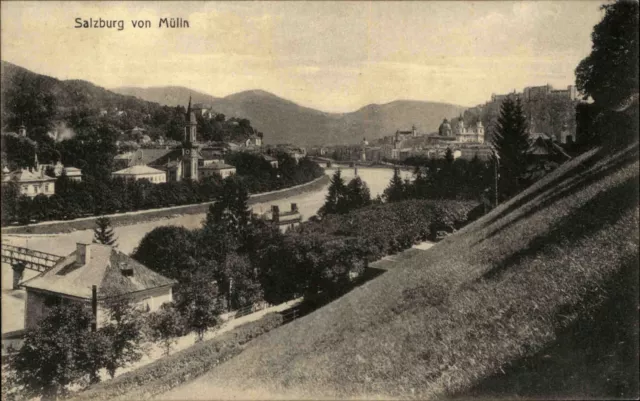 Salzburg Österreich Austria alte AK ~1910 Mülln Panorama Stadtansicht ungelaufen