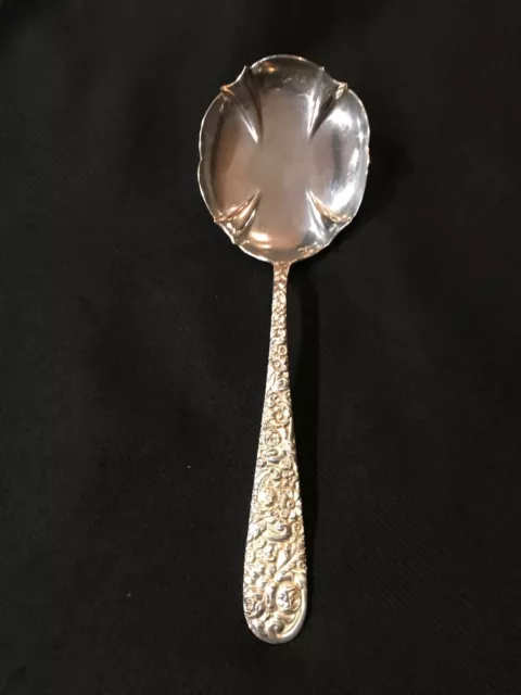 Huge Antique Jacobi and Jenkins Sterling Silver Repousse Serving Spoon