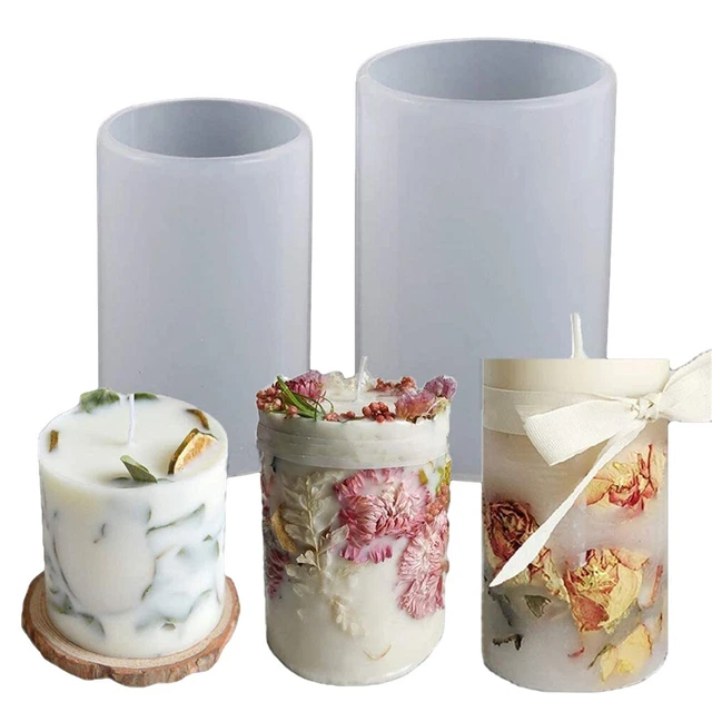 Moule à Bougie Cylindrique En Silicone, Motif De Sculpture Bricolage, Moule En Résine De Gypse, Vague De Fleur, Décoration De La Maison