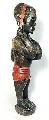 Vintage Carved Wood African Tribal Man Art Statue Figure Figurine 14-1/2" Tall