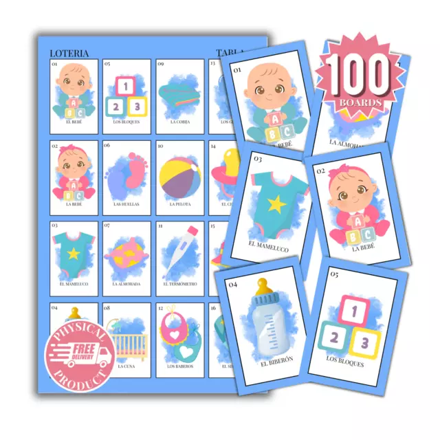 Juegos Para Baby Shower En Español 100 Tableros Lotería Revelación De Sexo Regalos