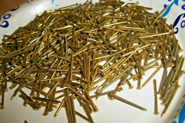500 - Vintage 3/4" X #18, Solid Brass Brad Nails, Escutcheon Pins, Rounded Head