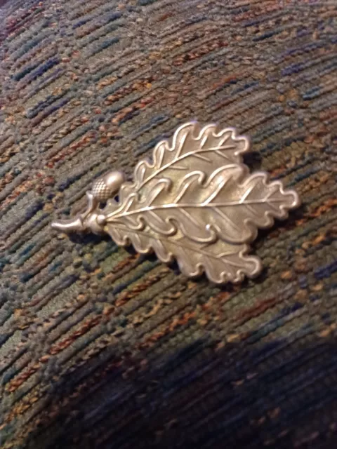 German Ww2 Army Sniper Oak Leaf Metal Cap Badge