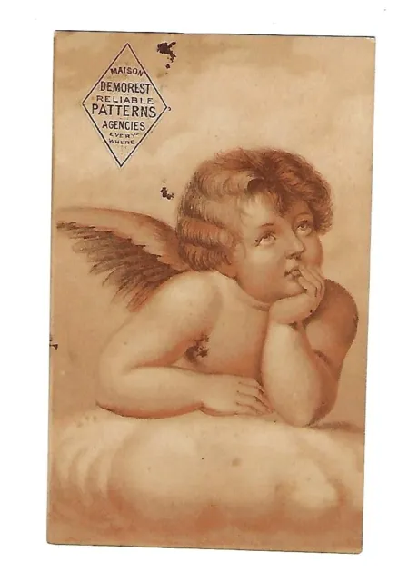 c1890 Victorian Trade Card Mme. Demorest's Reliable Patterns, Cherub Angel