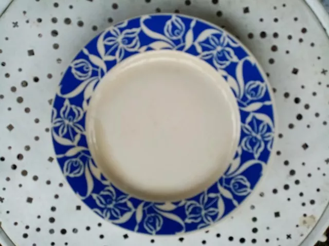 2 Assiettes Plates anciennes Digoin Sarreguemines Modèle Floral Décor Frise Bleu 2