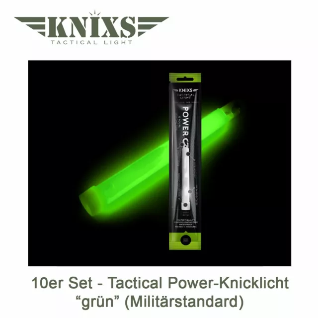 10er Set - Power-Knicklicht Tactical Light im Militär-Standard - grün leuchtend