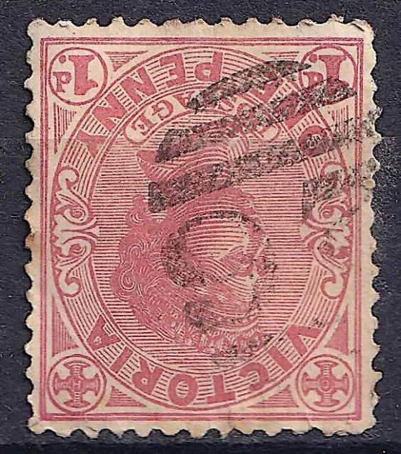 AUSTRALIA 1d QV Barred numeral 97 FIERY (renamed RAGLAN, BEAUFORT) Victoria