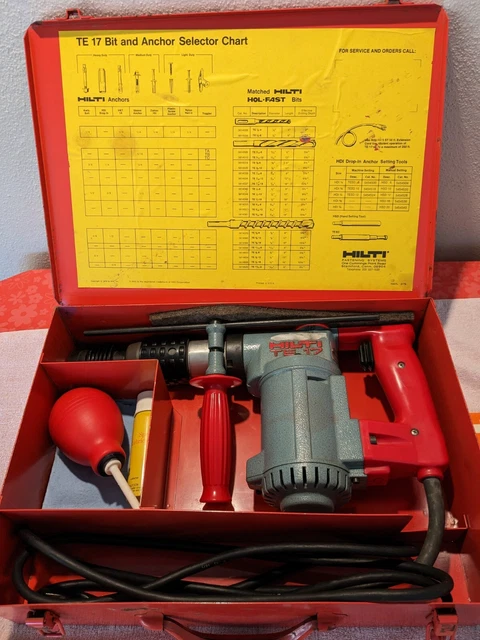 Hilti TE17 Electro Pneumatic Hammer Drill Steel Case 4 Bits EXCELLENT CONDITION