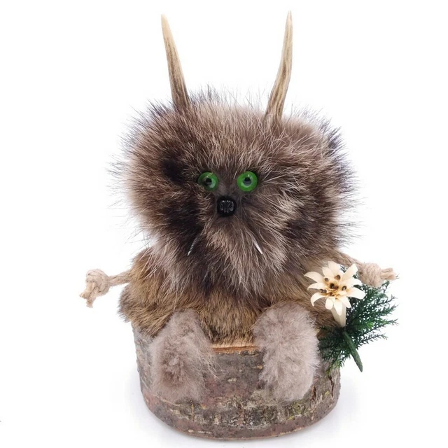Wolpertinger Wolpi Preparado Taxidermy Mini Con Madera Edelweiss Verde Ojos H