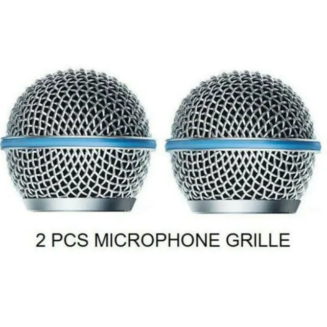2× Microphone Grill Mic Grille Ball Head Mesh for Shure Beta58A SM58 pgx24 slx24