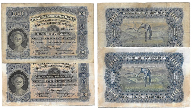 Suisse Switzerland LOT 100 Francs 1928 + 1939