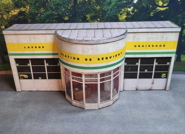 Kit Papier Maquette Garage Citroën Shell - Échelle 1/43 - À Monter Soi-même - Neuf
