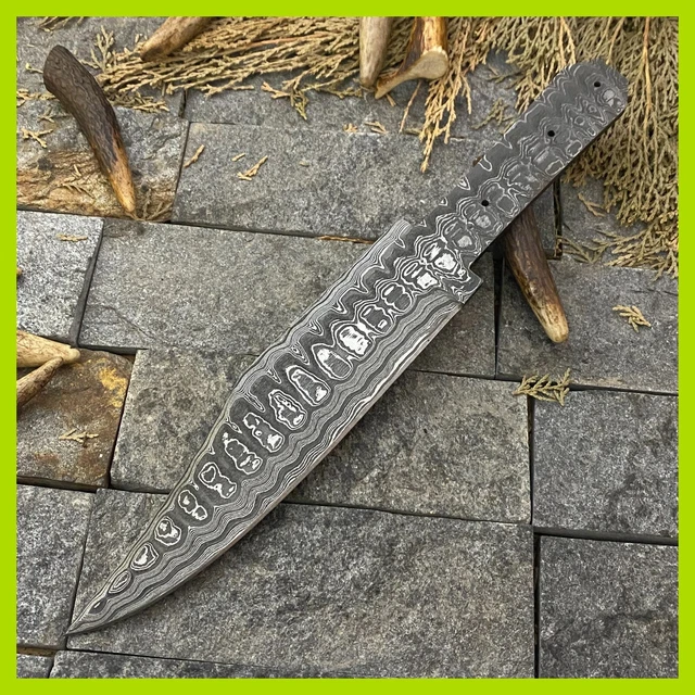 Custom Hand Forged Damascus Steel Hunting Full Tang Blank Blade Knife A-4442