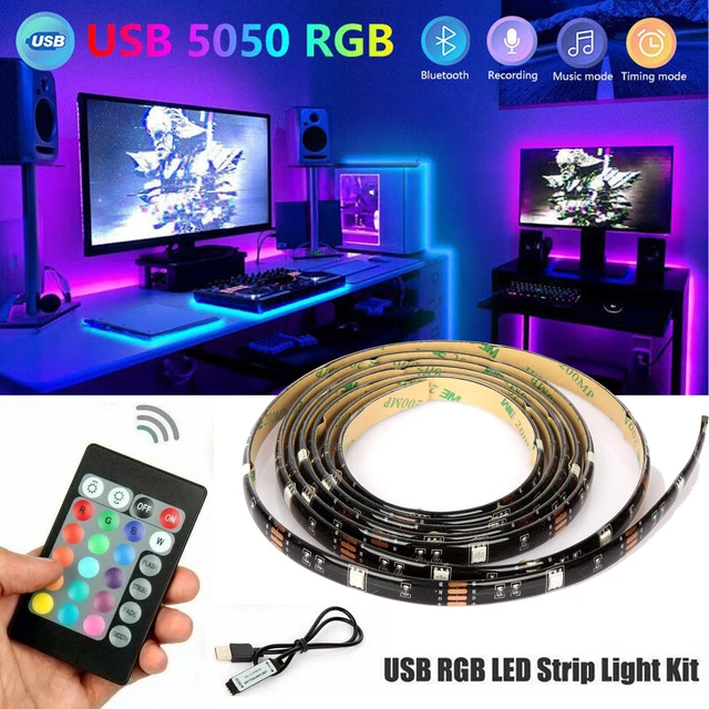 LED STRIP 5V TV Back Bar Lights 5050 RGB USB Powered Remote Kit 1M 2M ...