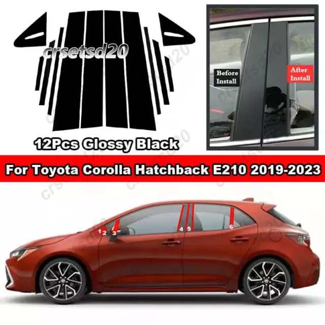 For Toyota Corolla Hatchback E210 2019-2023 12Pcs Black Pillar Post Cover Trim