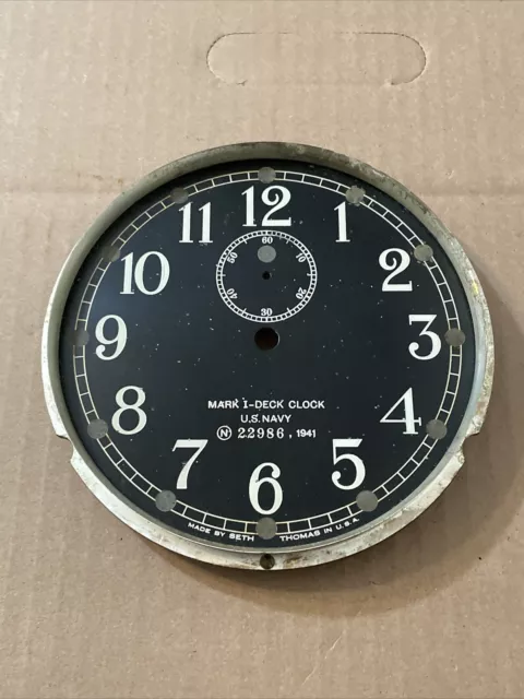 1941 Seth Thomas US Navy Mark I Deck Clock Dial Reflector Ring & Mounting Plate