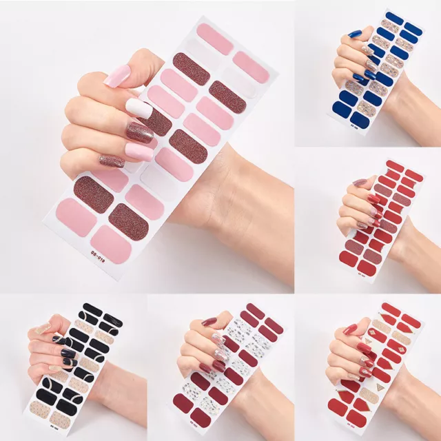 22Tips Full Size Nail Wraps Stickers Polish Toe Manicure Art Self Stick 3D Deca#
