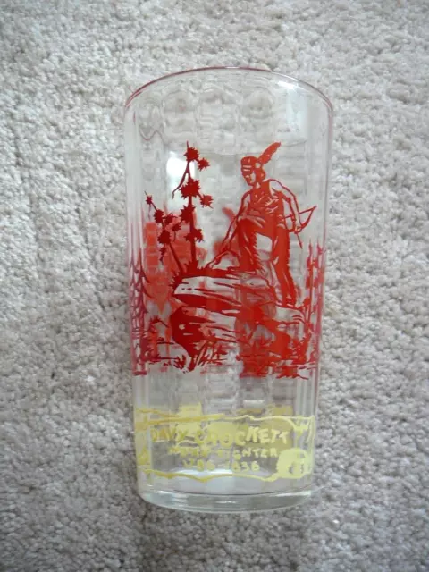 Vintage 1950’s Davy Crockett Glass Indian Fighter  Hazel Atlas 12 oz Promo Glass