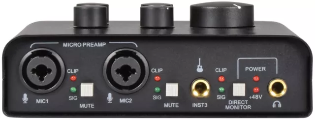 Citronic USB Audio Interface 2 x Microphone Inputs & 1 x Instrument Input 3